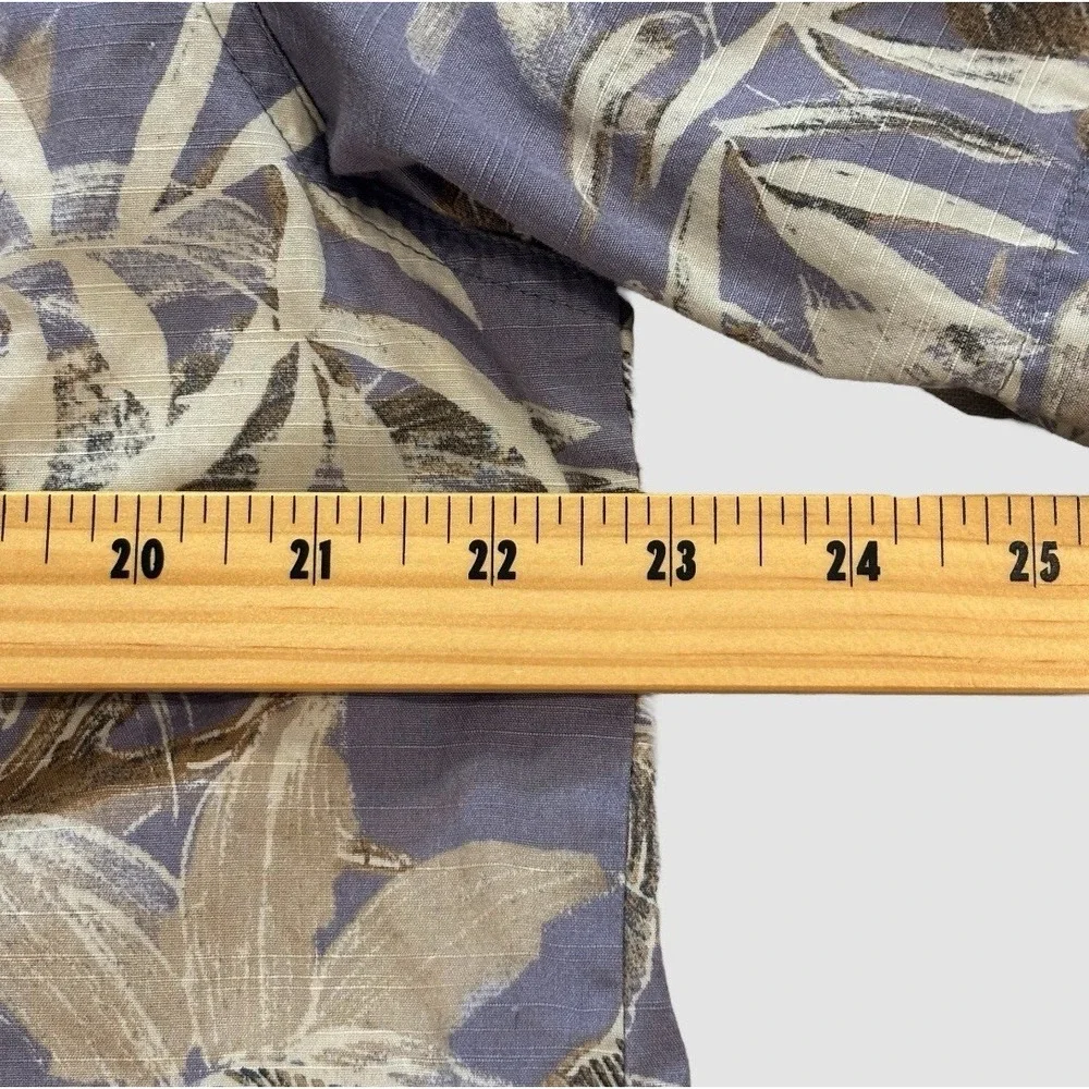 Columbia‎ Men's Medium Hawaiian Shirt 100% Cotton Palm Trees Fish Lavender Blue